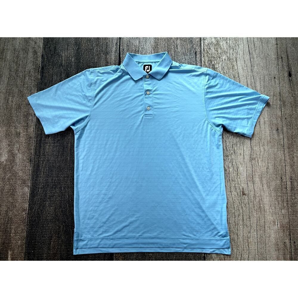 Footjoy Golf Polo Mens Blue Striped Short Sleeve Shirt Large